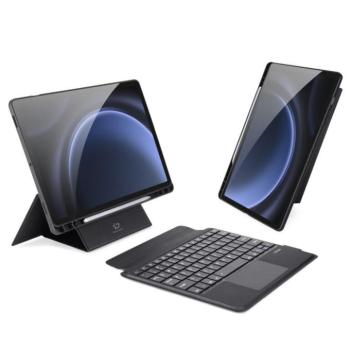 Samsung Galaxy Tab S9 FE (10.9) / Tab S10 FE (10.9) SM-X510 / X516B / X520 / X526, Bluetooth billentyűzetes, mappa tok, Touch Pad, állvány funkció, mágneses rögzítés, érintőceruza tartó, Dux Ducis DK, fekete kép