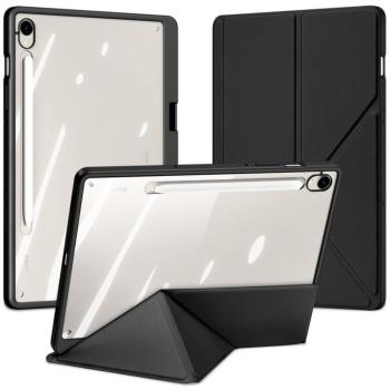 Samsung Galaxy Tab S9 FE (10.9) / Tab S10 FE (10.9) SM-X510 / X516B / X520 / X526, mappa tok, érintőceruza tartó, levehető előlap, Origami Smart Case, Dux Ducis Magi, átlátszó/fekete kép