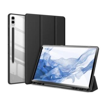 Samsung Galaxy Tab S9 FE Plus (12.4) SM-X610 / X616B, mappa tok, Trifold, légpárnás sarok, közepesen ütésálló, érintőceruza tartó, átlátszó hátlap, Dux Ducis Toby, fekete kép