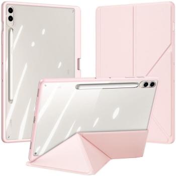 Samsung Galaxy Tab S9 Plus 12.4 / Tab S10 Plus 12.4 SM-X810 / X816B / X820 / X826B, mappa tok, érintőceruza tartó, levehető előlap, Origami Smart Case, Dux Ducis Magi, átlátszó/rózsaszín kép