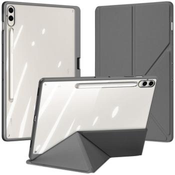 Samsung Galaxy Tab S9 Plus 12.4 / Tab S10 Plus 12.4 SM-X810 / X816B / X820 / X826B, mappa tok, érintőceruza tartó, levehető előlap, Origami Smart Case, Dux Ducis Magi, átlátszó/szürke kép