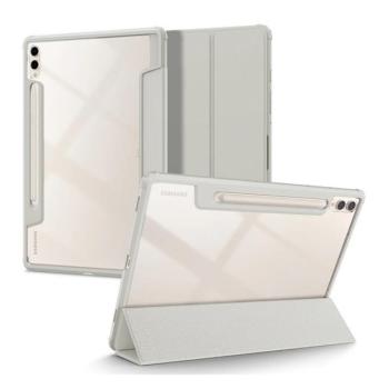 Samsung Galaxy Tab S9 Plus 12.4 / Tab S10 Plus 12.4 SM-X810 / X816B / X820 / X826B, mappa tok, légpárnás sarok, közepesen ütésálló, érintőceruza tartóval, Trifold, Spigen Ultra Hybrid Pro, átlátszó/szürke kép