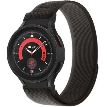 Samsung Galaxy Watch 4 / 5 / 5 Pro / 6 / 7 / FE (40 / 44 / 45mm) / Watch 4 Classic / 6 Classic (42 / 43 / 46mm), textíl pótszíj, nylon, állítható, légáteresztő, TP Nylon, fekete/narancssárga kép