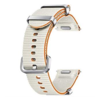 Samsung Galaxy Watch 4 / 5 / 5 Pro / 6 / 7 / FE (40 / 44 / 45mm) / Watch 4 Classic / 6 Classic (42 / 43 / 46mm), textíl pótszíj, S / M méret, állítható, izzadtságátló, vízálló, dupla szíj bújtatóval, krém, gyári kép