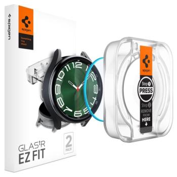 Samsung Galaxy Watch 6 Classic (47mm) SM-R960 / R965, Kijelzővédő fólia, ütésálló fólia (az íves részre is!), Tempered Glass (edzett üveg), Spigen Ez Fit, Clear, 2 db / csomag kép