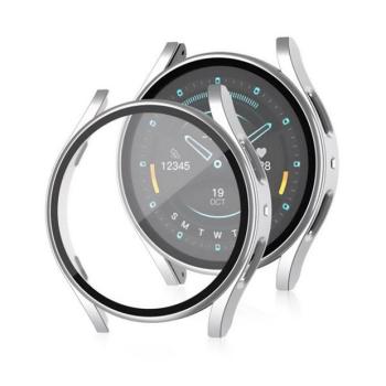 Samsung Galaxy Watch 7 (40 mm) SM-L300 / L305, Műanyag védőkeret, kijelzővédő üveggel, közepesen ütésálló, szíj nélkül, ezüst kép