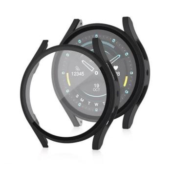 Samsung Galaxy Watch 7 (40 mm) SM-L300 / L305, Műanyag védőkeret, kijelzővédő üveggel, közepesen ütésálló, szíj nélkül, fekete kép