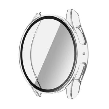 Samsung Galaxy Watch 7 (44 mm) SM-L310 / L315, Műanyag védőkeret, kijelzővédő üveggel, közepesen ütésálló, szíj nélkül, átlátszó kép