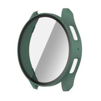 Samsung Galaxy Watch 7 (44 mm) SM-L310 / L315, Műanyag védőkeret, kijelzővédő üveggel, közepesen ütésálló, szíj nélkül, sötétzöld kép