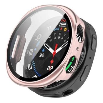 Samsung Galaxy Watch 8 (40 mm) SM-L320 / L325, Műanyag védőkeret, kijelzővédő üveggel, közepesen ütésálló, szíj nélkül, rózsaszín kép