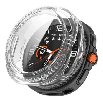 Samsung Galaxy Watch 8 Classic (46 mm) SM-L500 / L505, Műanyag védőkeret, kijelzővédő üveggel, közepesen ütésálló, szíj nélkül, átlátszó kép