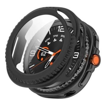 Samsung Galaxy Watch 8 Classic (46 mm) SM-L500 / L505, Műanyag védőkeret, kijelzővédő üveggel, közepesen ütésálló, szíj nélkül, fekete kép