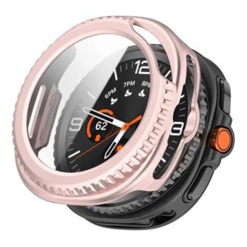 Samsung Galaxy Watch 8 Classic (46 mm) SM-L500 / L505, Műanyag védőkeret, kijelzővédő üveggel, közepesen ütésálló, szíj nélkül, rózsaszín kép