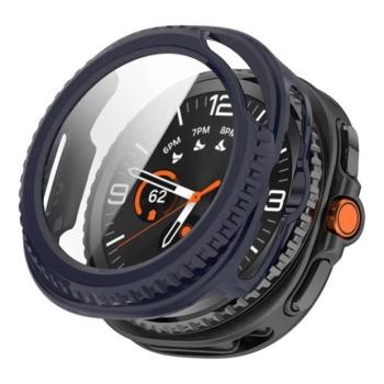 Samsung Galaxy Watch 8 Classic (46 mm) SM-L500 / L505, Műanyag védőkeret, kijelzővédő üveggel, közepesen ütésálló, szíj nélkül, sötétkék kép