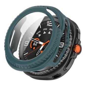 Samsung Galaxy Watch 8 Classic (46 mm) SM-L500 / L505, Műanyag védőkeret, kijelzővédő üveggel, közepesen ütésálló, szíj nélkül, sötétzöld kép