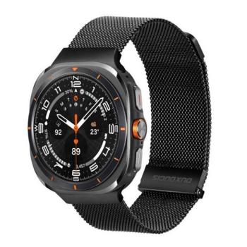 Samsung Galaxy Watch Ultra (47mm) SM-L705, fém pótszíj, mágneses zár, milánói stílus, Dux Ducis Milanese, fekete kép
