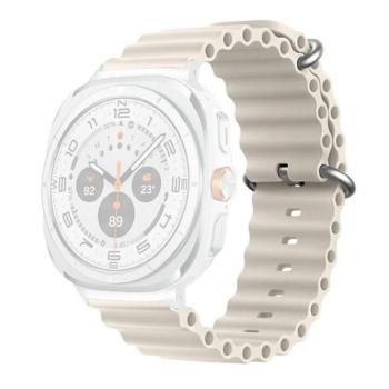 Samsung Galaxy Watch Ultra (47mm) SM-L705, szilikon pótszíj, állítható, hullámos kialakítás, bézs kép