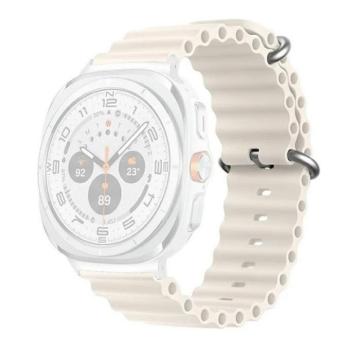 Samsung Galaxy Watch Ultra (47mm) SM-L705, szilikon pótszíj, állítható, hullámos kialakítás, fehér kép