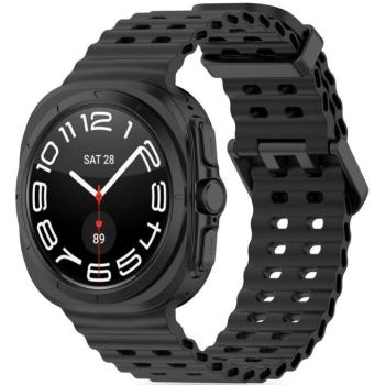 Samsung Galaxy Watch Ultra (47mm) SM-L705, szilikon pótszíj, állítható, hullámos kialakítás, TP IconBand Pro, fekete kép