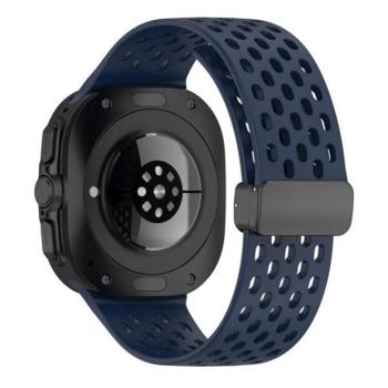 Samsung Galaxy Watch Ultra (47mm) SM-L705, szilikon pótszíj, lyukacsos, légáteresztő, sötétkék kép