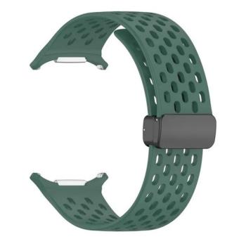 Samsung Galaxy Watch Ultra (47mm) SM-L705, szilikon pótszíj, lyukacsos, légáteresztő, sötétzöld kép