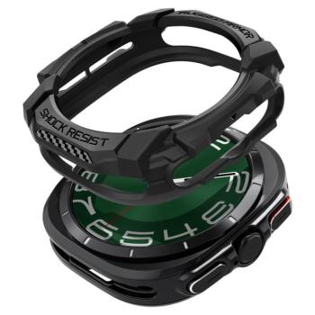 Samsung Galaxy Watch Ultra (47mm) SM-L705, Szilikon védőkeret, ütésálló, szíj nélkül, Spigen Rugged Armor, fekete kép