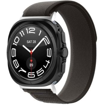 Samsung Galaxy Watch Ultra (47mm) SM-L705, textíl pótszíj, nylon, állítható, légáteresztő, TP Nylon, fekete/narancssárga kép