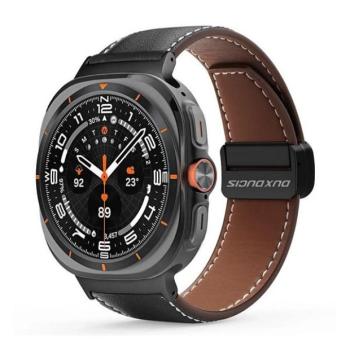 Samsung Galaxy Watch Ultra (47mm) SM-L705, valódi bőr pótszíj, állítható, mágneses zár, Dux Ducis YA, fekete kép