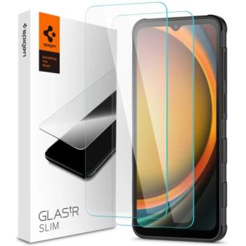 Samsung Galaxy Xcover 7 Pro SM-G766B, Kijelzővédő fólia, (az íves részre NEM hajlik rá!), Tempered Glass (edzett üveg), Spigen Glastr Slim, Clear, 2 db / csomag kép
