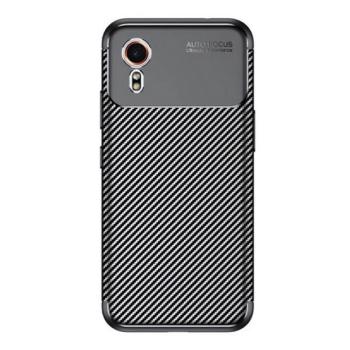 Samsung Galaxy Xcover 7 SM-G556B, Szilikon tok, közepesen ütésálló, légpárnás sarok, karbon minta, fekete kép