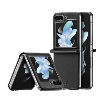 Samsung Galaxy Z Flip5 SM-F731B, Műanyag hátlap védőtok, bőr hátlap, Dux Ducis Bril, fekete kép