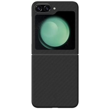 Samsung Galaxy Z Flip5 SM-F731B, Műanyag hátlap védőtok, közepesen ütésálló, ultravékony, Aramid bevonat, karbon minta, Spigen Airskin Pro, fekete kép