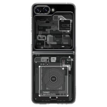 Samsung Galaxy Z Flip5 SM-F731B, Műanyag hátlap védőtok + szilikon keret, Telefon belső minta, Spigen Airskin Zero One, átlátszó/füst kép
