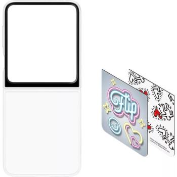 Samsung Galaxy Z Flip6 / Z Flip7 FE SM-F741B / F761B, Műanyag hátlap védőtok, 2 féle cserélhető hátlappal, Flip Suit, átlátszó, gyári kép