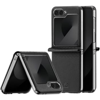 Samsung Galaxy Z Flip6 / Z Flip7 FE SM-F741B / F761B, Műanyag hátlap védőtok, bőr hátlap, Dux Ducis Bril, fekete kép