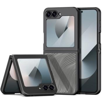 Samsung Galaxy Z Flip6 / Z Flip7 FE SM-F741B / F761B, Műanyag hátlap védőtok + szilikon keret, hullám minta, Dux Ducis Aimo, áttetsző/fekete kép