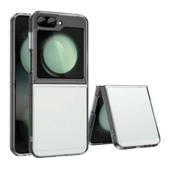 Samsung Galaxy Z Flip6 / Z Flip7 FE SM-F741B / F761B, Műanyag hátlap védőtok + szilikon keret, közepesen ütésálló, átlátszó hátlap, átlátszó kép