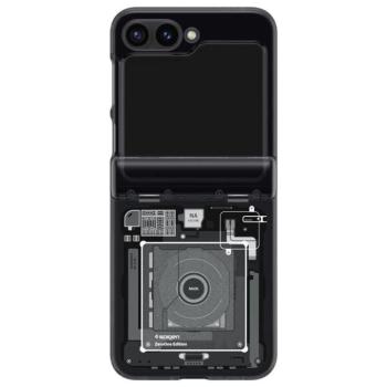 Samsung Galaxy Z Flip6 / Z Flip7 FE SM-F741B / F761B, Műanyag hátlap védőtok + szilikon keret, közepesen ütésálló, zsanérvédő, Telefon belső minta, Spigen Ultra Hybrid Pro Zero One, átlátszó/füst kép