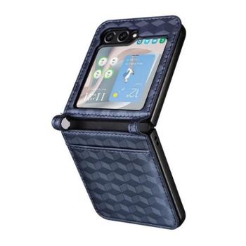 Samsung Galaxy Z Flip6 / Z Flip7 FE SM-F741B / F761B, Műanyag hátlap védőtok, Teljes 3D rombusz minta, prémium, sötétkék kép