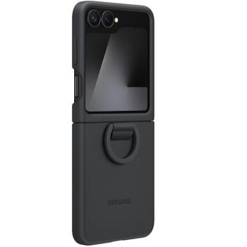 Samsung Galaxy Z Flip6 / Z Flip7 FE SM-F741B / F761B, Szilikon tok, telefongyűrű, fekete, gyári kép