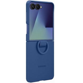 Samsung Galaxy Z Flip7 SM-F766B, Szilikon tok, telefongyűrű, sötétkék, gyári kép