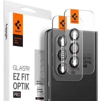 Samsung Galaxy Z Fold5 SM-F946B, Kamera lencsevédő fólia, ütésálló fólia, Tempered Glass (edzett üveg), Spigen Glastr Ez Fit Optik Pro, fekete, 2 db / csomag kép