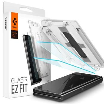 Samsung Galaxy Z Fold5 SM-F946B, Kijelzővédő fólia, ütésálló fólia az íves részre nem hajlik rá!), Tempered Glass (edzett üveg), Spigen Ez Fit, Clear, 2 db / csomag kép