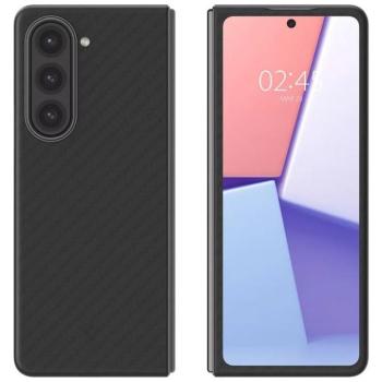 Samsung Galaxy Z Fold5 SM-F946B, Műanyag hátlap védőtok, közepesen ütésálló, ultravékony, Aramid bevonat, karbon minta, Spigen Airskin Pro, fekete kép