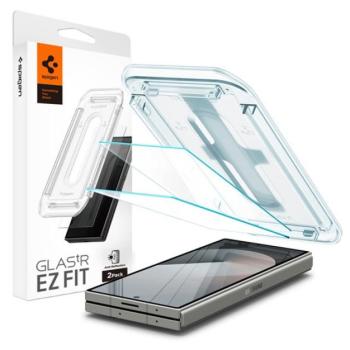 Samsung Galaxy Z Fold6 SM-F956B, Kijelzővédő fólia, ütésálló fólia az íves részre nem hajlik rá!), Tempered Glass (edzett üveg), tükröződésmentes, Előlapi kijelzőre, Spigen Ez Fit Anti-Reflection, Clear, 2 db / csomag kép