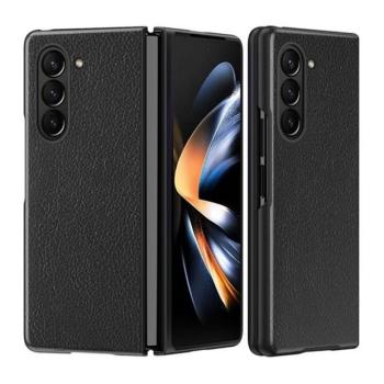 Samsung Galaxy Z Fold6 SM-F956B, Műanyag hátlap védőtok, bőrhatású hátlap, fekete kép