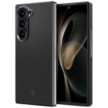 Samsung Galaxy Z Fold6 SM-F956B, Műanyag hátlap védőtok, közepesen ütésálló, ultravékony, Aramid bevonat, karbon minta, Spigen Airskin, fekete kép