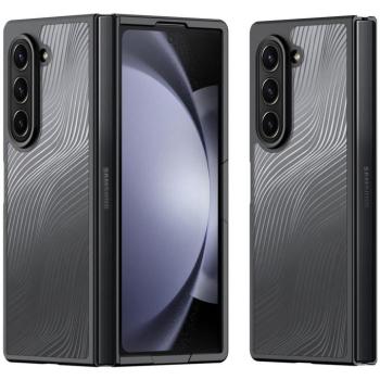 Samsung Galaxy Z Fold6 SM-F956B, Műanyag hátlap védőtok + szilikon keret, hullám minta, Dux Ducis Aimo, áttetsző/fekete kép