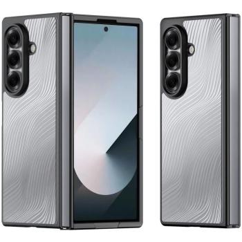 Samsung Galaxy Z Fold7 SM-F966B, Műanyag hátlap védőtok + szilikon keret, hullám minta, Dux Ducis Aimo, áttetsző/fekete kép
