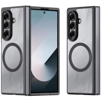 Samsung Galaxy Z Fold7 SM-F966B, Műanyag hátlap védőtok + szilikon keret, Magsafe töltővel kompatibilis, hullám minta, Dux Ducis Aimo Mag, áttetsző/fekete kép